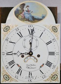 Antique English S. Ballon 8 Day Striking Walnut Grandfather Longcase Clock