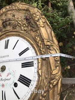 Antique French Morbier Comtoise Grandfather Clock Brass Enamel Chiming Brass