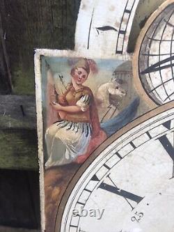 Antique GRANDFATHER CLOCK MOON PHASE DIAL by J. ISHERWOOD of BOLTON hand painted
