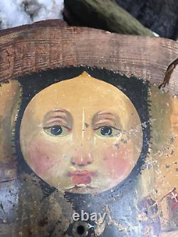 Antique GRANDFATHER CLOCK MOON PHASE DIAL hand painted face disc Georgian 1800's