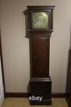 Antique George III Longcase clock 30hour oak case brass dial John Steel London