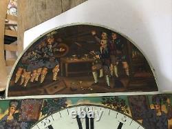 Antique Grandfather Clock Enamel Dial, Hand Painted & Movement