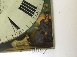 Antique Grandfather Clock Enamel Dial, Hand Painted & Movement