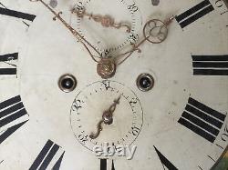 Antique Grandfather Clock Enamel Dial, Hand Painted & Movement