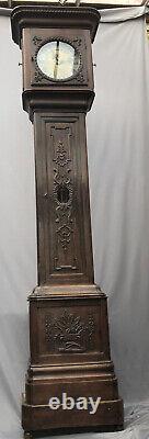 Antique Grandfather Clock floor standing, very tall 255cm carved
