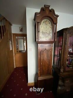 Antique Inlaid Mahogany Longcase Clock 8 Day Moonroller