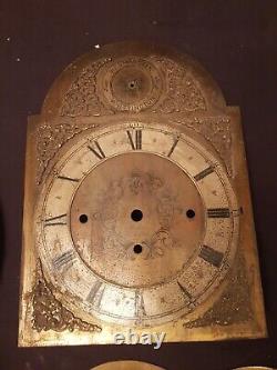 Antique Longcase Arched Clock Face Solid Brass Engraved Chapter 14.5x11.5