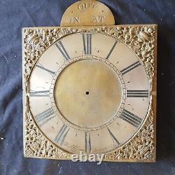 Antique Longcase Clock Face 10 IN OUT SIGN Silvered Brass Engraved Chapter Ring