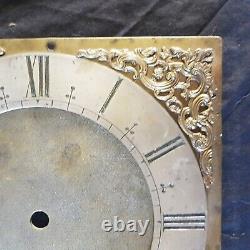 Antique Longcase Clock Face 10 Silvered Brass Engraved Chapter Ring 9 Outer Di