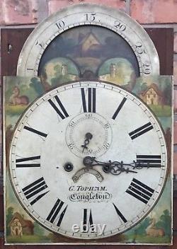 Antique Mahogany Rolling Moon Longcase Grandfather Clock G TOPHAM Congleton