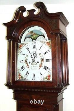 Antique Mahogany Rolling Moon Longcase Grandfather Clock John BANKS OLDHAM