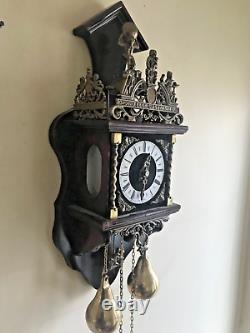 Antique Nu Elck Syn sin Wall Chiming Weighted pendulum Dutch'Rich Man's' clock