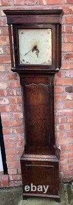 Antique Oak & Mahogany Longcase Grandfather Clock W. RIDER WELCHPOOL Welshpool
