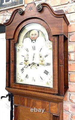 Antique Oak & Mahogany Rolling Moon Longcase Grandfather Clock SMITH WREXHAM