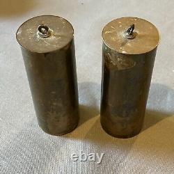 Antique Pair Heavy Brass Grandfather Clock Pendulum Weights 1.411 and 1.473 kg