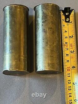 Antique Pair Heavy Brass Grandfather Clock Pendulum Weights 1.411 and 1.473 kg