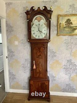 Antique Refurbished Center Calendar mahogany eight day longcase clock