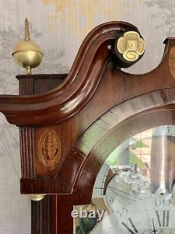 Antique Refurbished Center Calendar mahogany eight day longcase clock