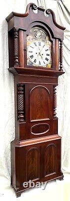Antique Rocking Swan Mahogany Longcase Grandfather Clock J. HUGHES CARNARVON