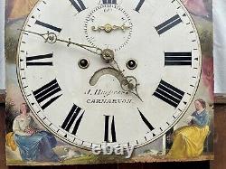 Antique Rocking Swan Mahogany Longcase Grandfather Clock J. HUGHES CARNARVON