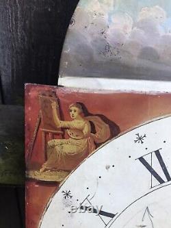 Antique Scottish GRANDFATHER CLOCK DIAL hand painted angels cherubs Arbroath