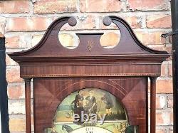 Antique Scottish Inlaid Mahogany Longcase Grandfather 8 Day Clock