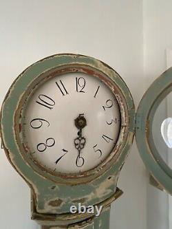 Antique Swedish Mora Clock in Rustic Wood Case 1800s