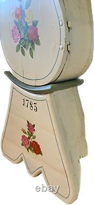 Antique Swedish PMS Mora Clock in Cream, Painted Wood Case 1783, running
