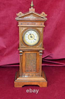 Antique Victorian Miniture Walnut Grandfather Clock Working