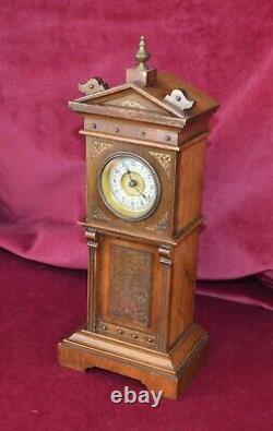 Antique Victorian Miniture Walnut Grandfather Clock Working