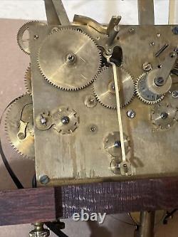 Antique Waterbury Chiming Hall Grandfather Clock Weight Driven Movement Parts