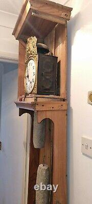 Antique longcase French grandfather open front clock Early Dial