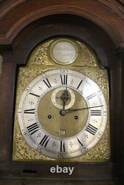 Antique longcase clock 8 day oak inlay case Simcock Daventry