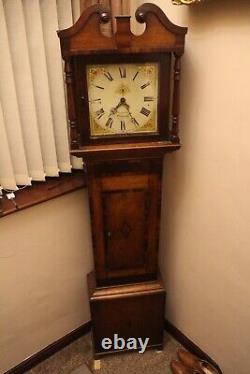 Antique longcase clock John Nicholas Daventry 1805 30hr mahogany oak inlay case