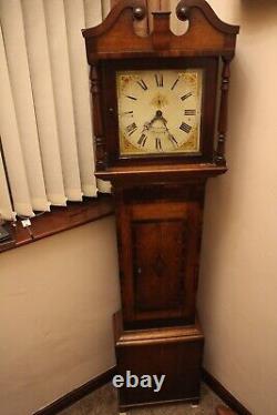 Antique longcase clock John Nicholas Daventry 1805 30hr mahogany oak inlay case