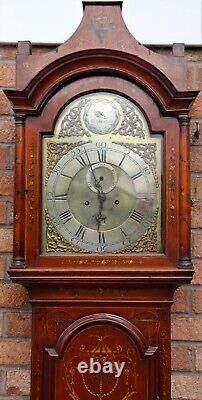 Beautiful Quality Old Large Working Longcase Clock With Fabulously Painted Case
