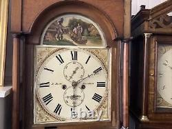 C1820 R HUME DURHAM GLANTON Georgian antique longcase grandfather clock Left One