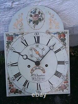 CHAMBERS BOSTON 1820 8day LONGCASE GRANDFATHER CLOCK DIAL+move 12X17 inch