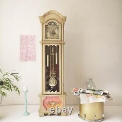 Clock Taupe Grandfather Clock- Painted Beige Clock cherubs