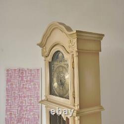 Clock Taupe Grandfather Clock- Painted Beige Clock cherubs