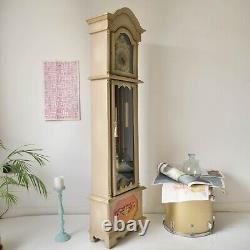 Clock Taupe Grandfather Clock- Painted Beige Clock cherubs