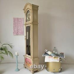 Clock Taupe Grandfather Clock- Painted Beige Clock cherubs