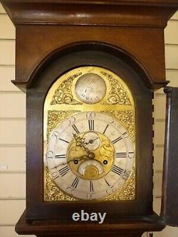 Dollif Rollisson of Halton 8 day Brass Face Oak longcase clock circa 1740