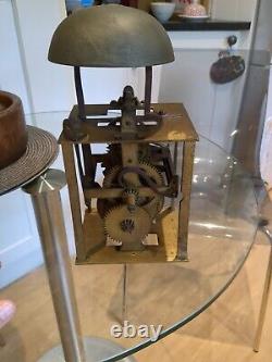 Early 18th Century Quaker Lantern Long case Clock Movement Brass & Iron