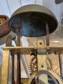 Early 18th Century Quaker Lantern Long case Clock Movement Brass & Iron