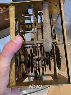 Early 18th Century Quaker Lantern Long case Clock Movement Brass & Iron