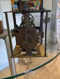 Early 18th Century Quaker Lantern Long case Clock Movement Brass & Iron