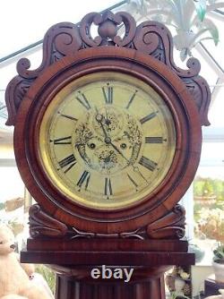 Early 19th Century Mahogany Scottish Drumhead column longcase grandfather Clock