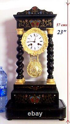 FRENCH EMPIRE 1860 MARTI + MOREL, Rare Huge 23 POLYCHROME PORTICO CLOCK