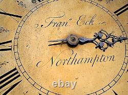 Francis Eck of Northampton 30 HR 1780 LONGCASE CLOCK DIAL+move 11inch
